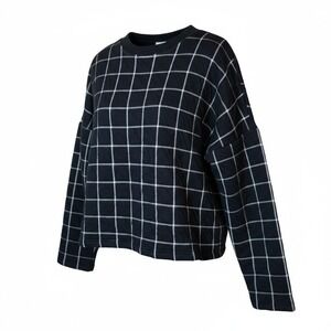 Corey Lynn Calter Anthropologie Womens M Quilted Grid Sweater Black White